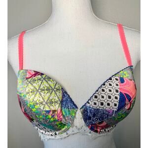 Victoria's Secret Dream Angels lined Demi bra in patchwork print 34DD